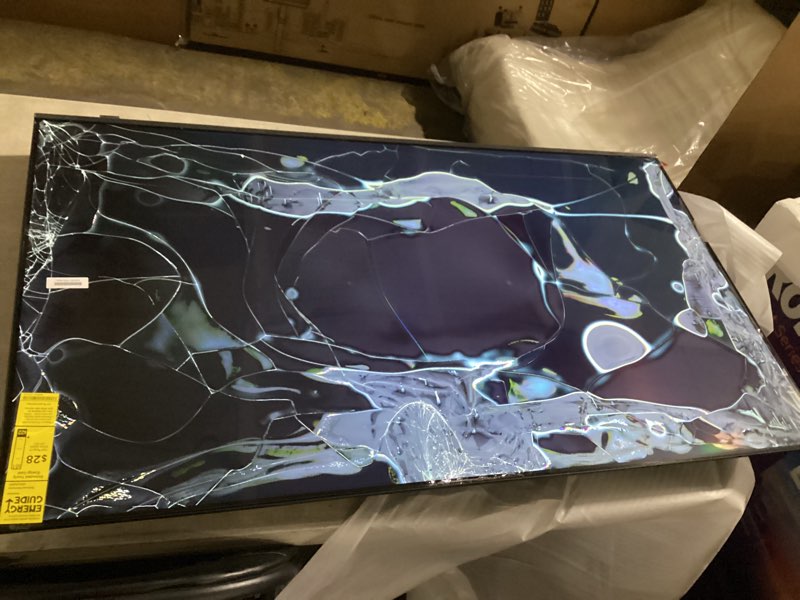 Condition photo showing As Is for screen display damaged no power cord samsung 50-inch class crystal uhd u8000f 4k smart tv (2025 model) endless free content, crystal processor 4k, metalstream design, knox security, alexa built-in 50-inch tv only