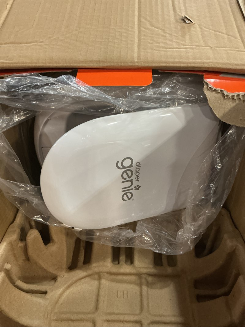 Condition photo showing Good Condition for Diaper Genie Platinum Pail (Lily White) is Made in Durable Stainless Steel and Includes 1 Easy Roll Refill with 18 Bags That can Last up to 5 Months.