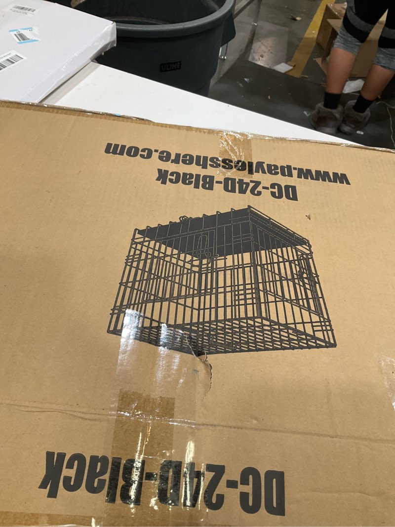 Condition photo showing Good Condition for FDW Dog Crate for Small Dogs 24 Inch Folding Metal WirePet Cage Double Door W/Divider Panel Indoor Outdoor Kennel Leak-Proof Plastic Tray,Black Black 24 Inch Double Door