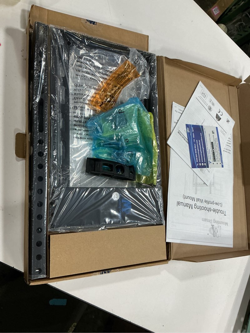 Condition photo showing New/Like New for mounting dream tv mount fixed for most 42-84 inch flat screen tvs, ul listed tv wall mount bracket up to vesa 600 x 400mm and 132 lbs - fits 16"/18"/24" studs - low profile and space saving md2163-k for 42"-84" tv