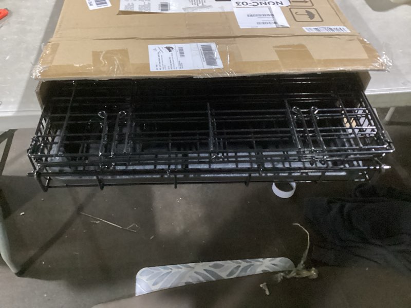 Condition photo showing Good Condition for Amazon Basics - Durable,Foldable Metal Wire Dog Crate with Tray, Double Door, Divider, 24 x 18 x 20 in, Black 24.0"L x 18.0"W x 20.0"H Double Door w/ Divider