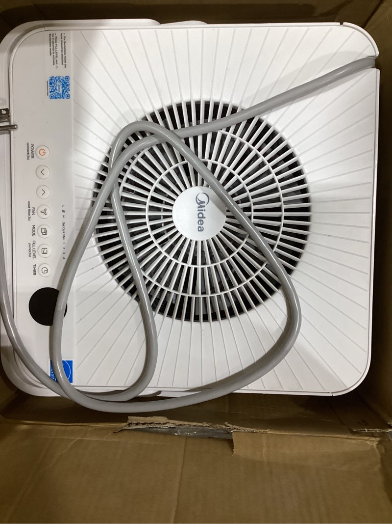 Condition photo showing Good Condition for midea cube 50 pint dehumidifier for basement and rooms at home for up to 4,500 sq. ft., built-in pump, drain hose included, smart control, works with alexa (white), energy star most efficient 2022 4,500 sq. ft. with pump
