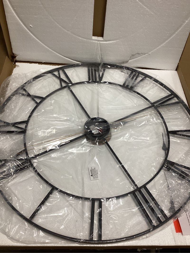 Condition photo showing New/Like New for Large Wall Clock for Living Room,Decorative Round Modern Wall Clock,Roman Silent Black Clock Battery Operated for Bedroom/Kitchen/Entryway/Office/Farmhouse 32Inch Roman 32inch
