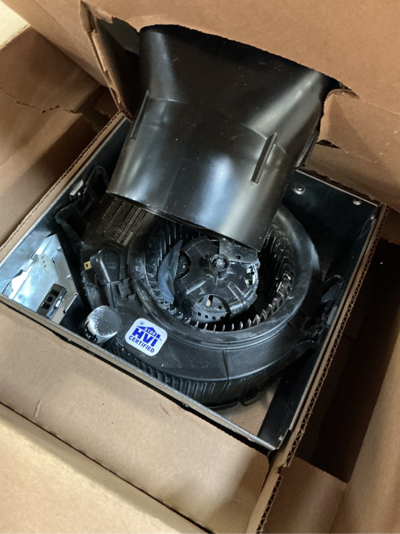 Condition photo showing As Is for broan-nutone chromacomfort 110 cfm 1.5 sones ventilation fan with bluetooth speaker