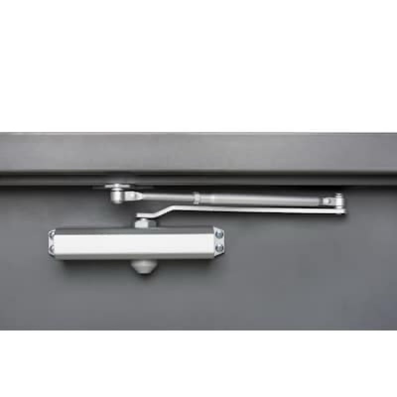 Condition photo showing As Is for brinks commercial grade 1 aluminum commercial door closer