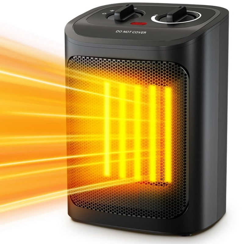 electactic small space heater 2.0 for indoor use - etl certified ceramic portable heater fan, 1500w/750w, ideal for home/dorm/office, black