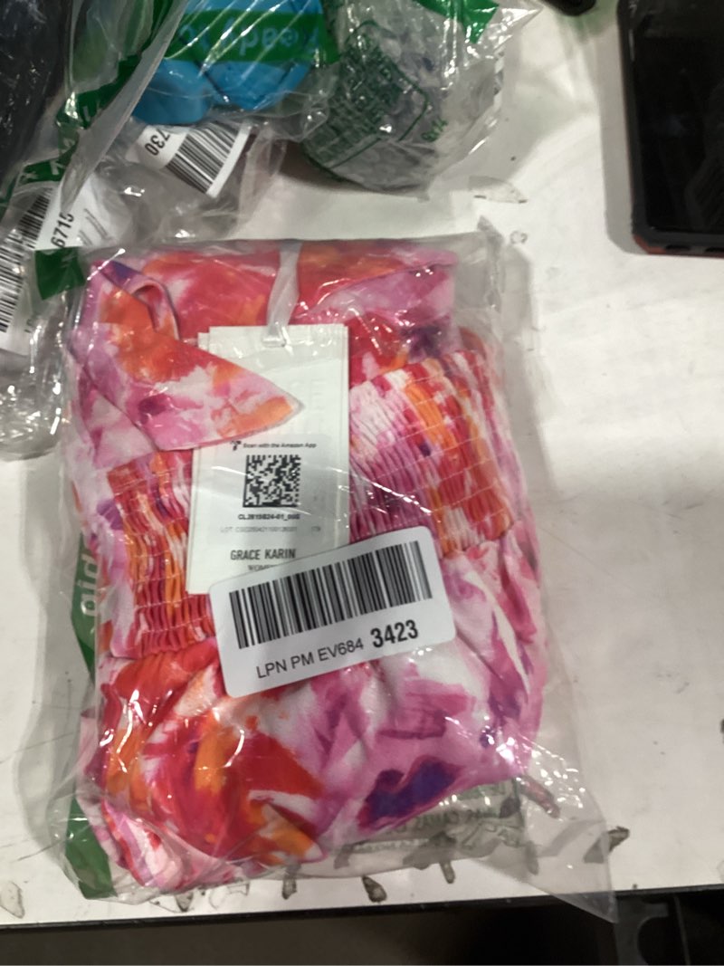 Condition photo showing New/Like New for grace karin women's 2026 summer maxi dress floral tie front spaghetti strap casual boho beach flowy sundress with pockets small red purple floral