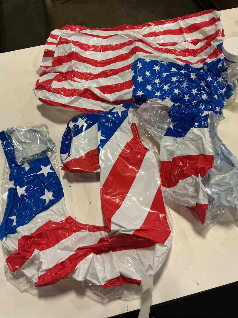 Condition photo showing As Is for jellyarch 5 pcs 20" usa letter & flag patriotic inflatable pool floats | 4th of july, red white blue theme, american flag design, summer party pool toys, memorial day, independence celebration decor