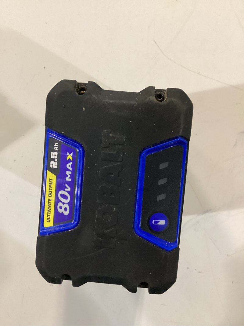 Condition photo showing As Is for kobalt 80 -volt, 2.5 ah 1 -pack lithium ion (li-ion) battery