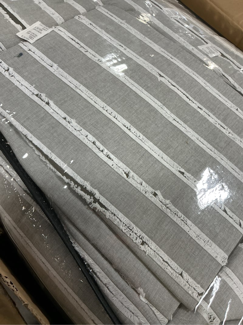 Condition photo showing Good Condition for madison park signature queen comforter set, removable 100% cotton duvet cover queen size with insert, farmhouse bedding, textured stripe clipped jacquard accent, queen, grey 8 piece