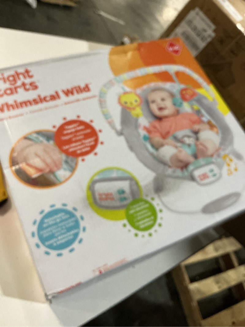 Condition photo showing Good Condition for Bright Starts Comfy Baby Bouncer Soothing Vibrations Infant Seat - Taggies, Music, Removable -Toy Bar, 0-6 Months Up to 20 lbs (Whimsical Wild) Whimsical Wild Infant Seat