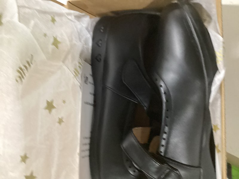 Condition photo showing As Is for stelle girls mary jane shoes school uniform black flats dress shoes church (little/big kids) 12 little kid black