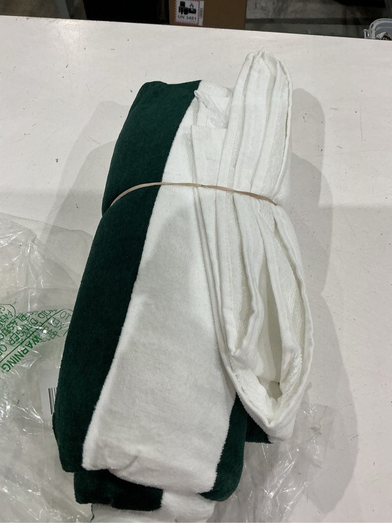 Condition photo showing Good Condition for exclusivo mezcla cotton oversized 35x70 inches cabana stripe beach towel, super absorbent soft plush pool bath towel (forest green) forest green 35" x 70"