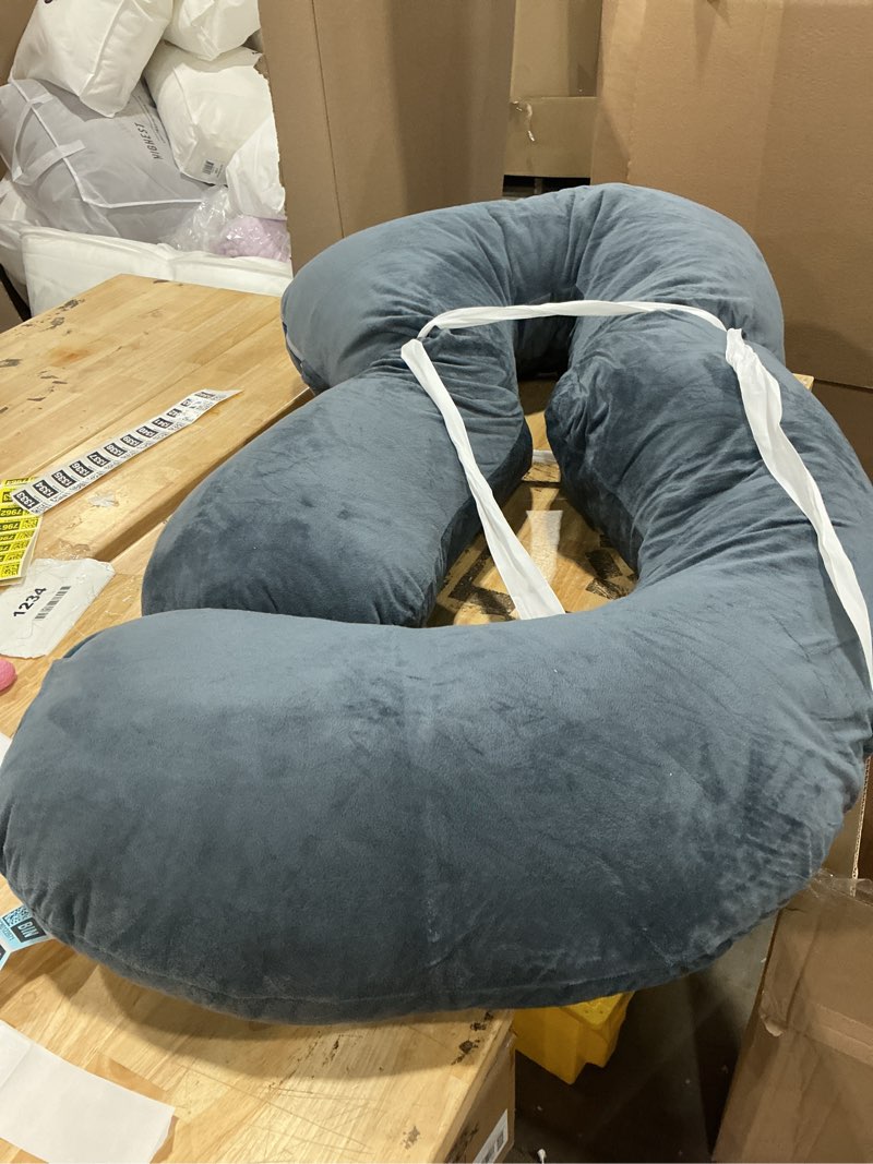 Condition photo showing Good Condition for cute castle pregnancy pillows, soft u-shape maternity pillow with removable cover - full body pillows for adults sleeping - pregnancy must haves - jumbo 57 inch - grey grey 57 inch - flannel cover