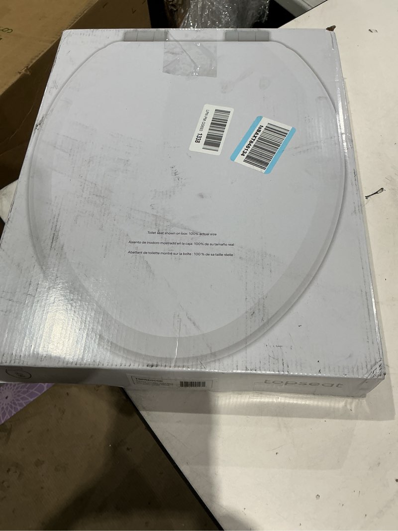 Condition photo showing Good Condition for pro elite heavy-duty wood toilet seat elongated, white, magnetic quick-release easy-clean and change, hushmotion soft close, stainshield high-gloss finish, arch-tite secure fit white elongated 1