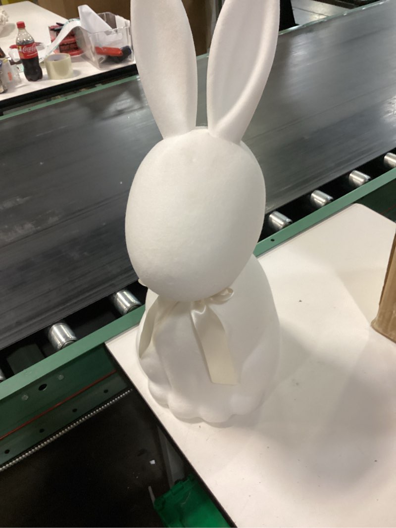 Condition photo showing Good Condition for lineshading blue easter bunny decorations for porch 25" h flocked standing large bunny figurine outdoor decor rabbit statue with bow for mantel porch lawn yard front door spring home indoor outdoor 25 inch blue 1