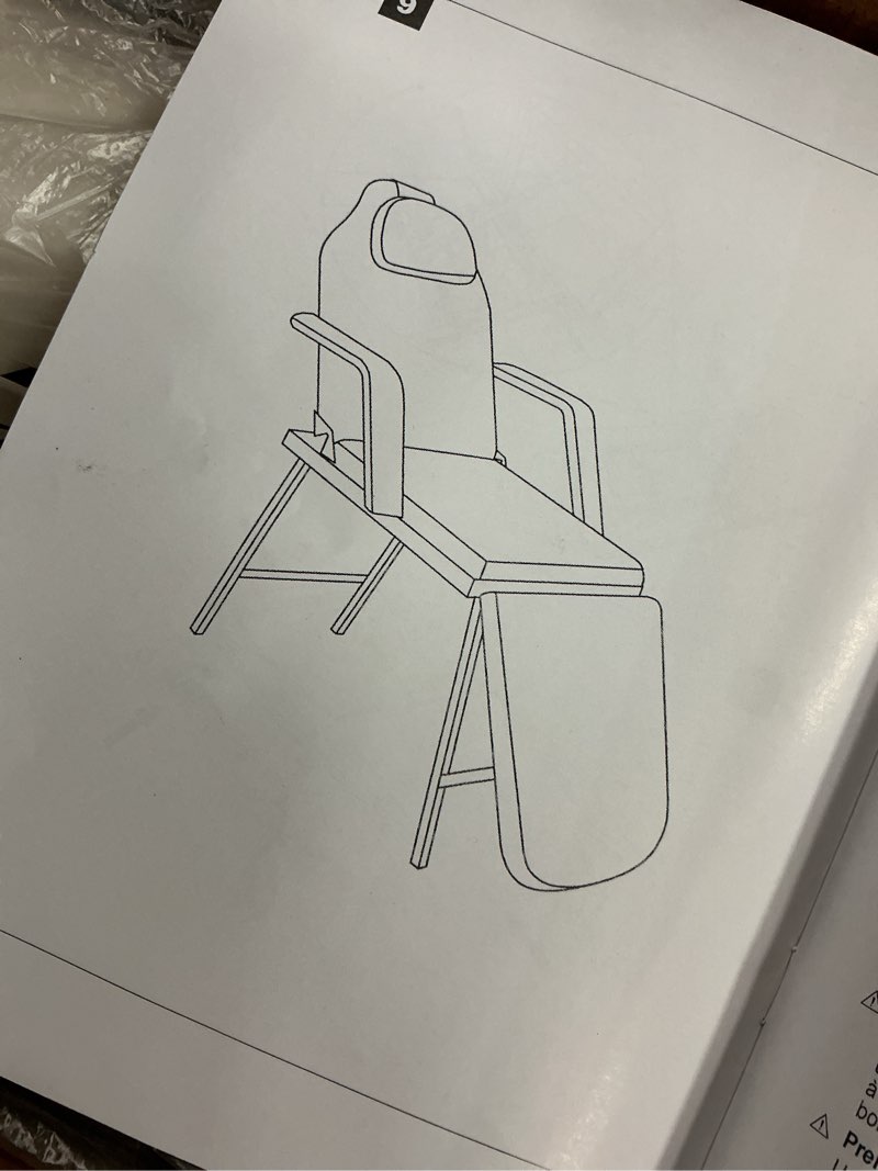 Condition photo showing New/Like New for hb90393wh warehouseadjustable three-section salon table with a head cushion and stool, designed for tattooing and facial massages, supports a maximum weight of 330 pounds, in white color