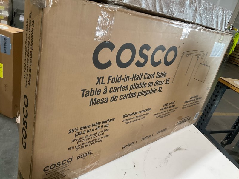 Condition photo showing Good Condition for coscoproducts cosco xl 38.5" fold-in-half card table w/handle, black, indoor & outdoor, wheelchair accessible