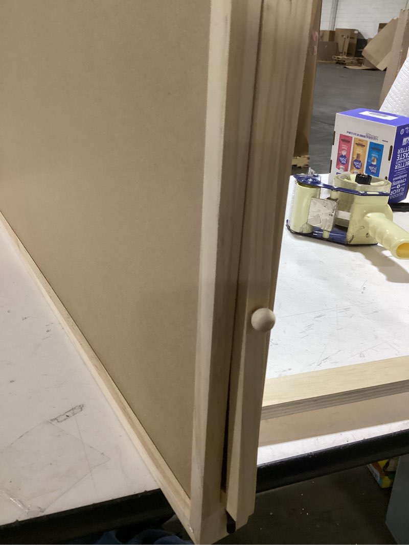 Condition photo showing As Is for kids craft table.  wooden. one of the pull out drwer things is a bit oddly cut and doest quite fit