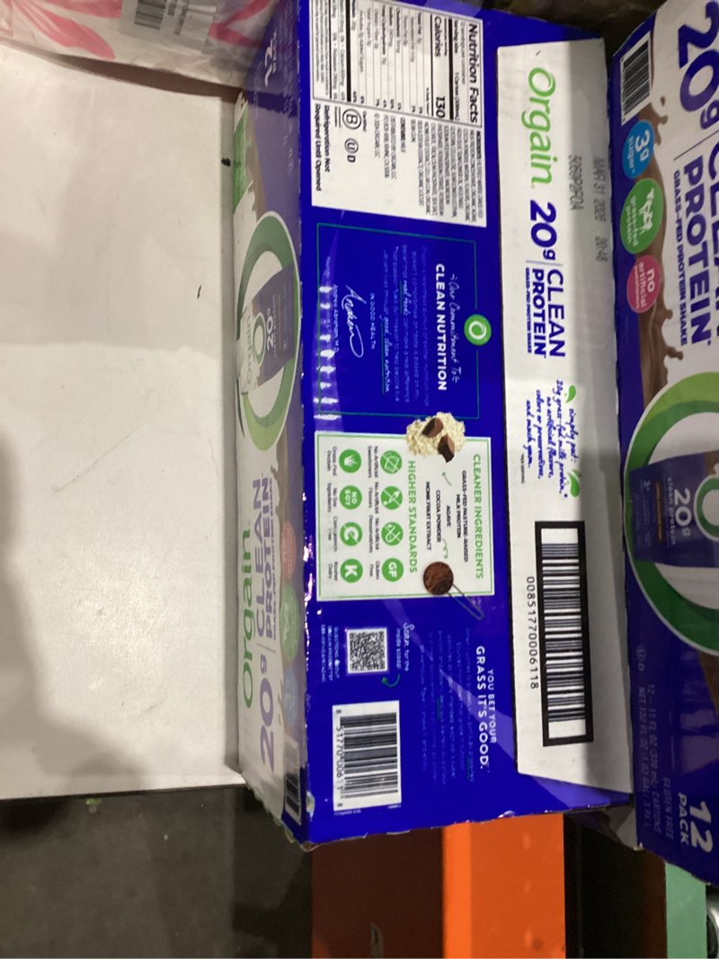 Condition photo showing New/Like New for Orgain Clean Protein Shake, Grass Fed Dairy, Creamy Chocolate Fudge - 20g Whey High Protein, Kosher, Ready to Drink, Low Net Carbs, Gluten Free, No Soy Ingredients, 11 Fl Oz (Pack of 12)