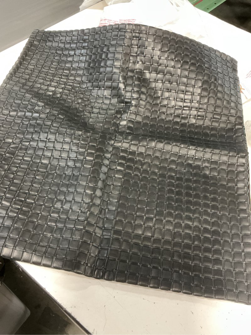 Condition photo showing Good Condition for leather basketweave pillow cover black 20x20