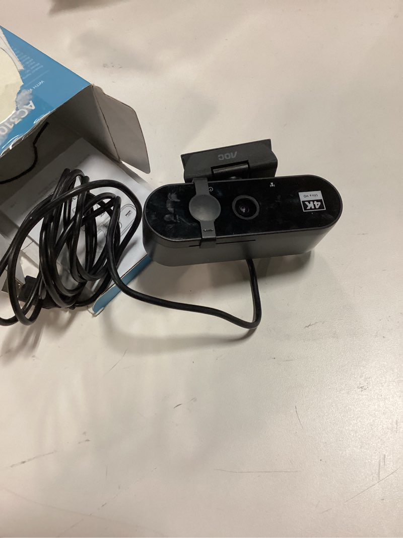 Condition photo showing Good Condition for AOC 4k Webcam for PC with Microphone, Computer Camera with Noise Cancellation, Privacy Cover, 99° FOV, Plug & Play USB Webcam for Streaming, Conferencing, Zoom, Skype, Facetime, Laptop, PC, Skype Black