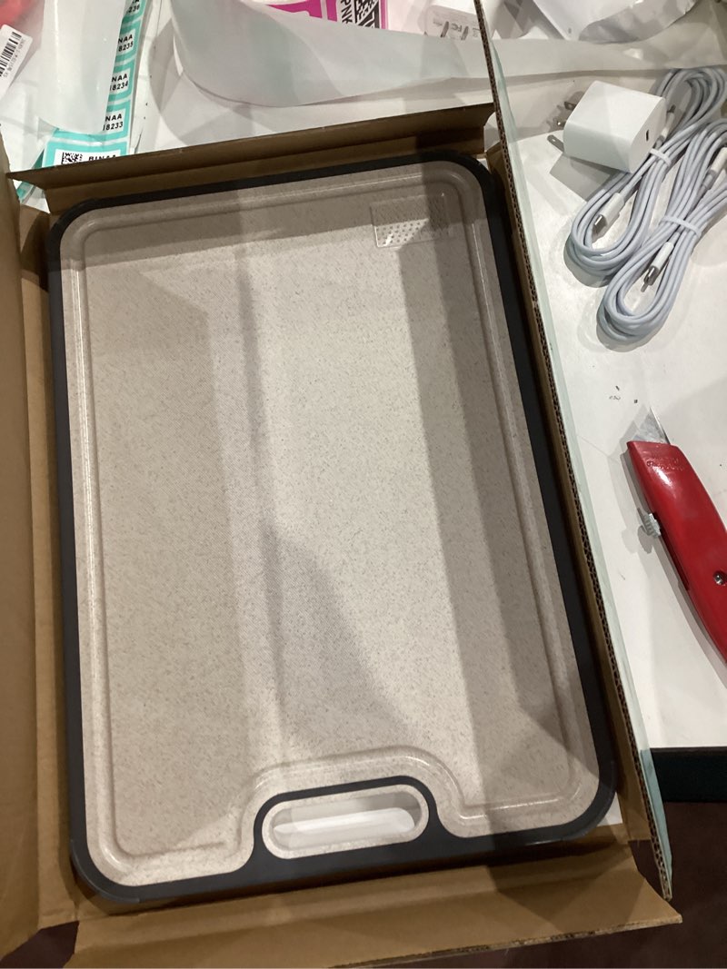 Condition photo showing Good Condition for titanium cutting board for kitchen, cutting board double sided food grade, pure titanium/pp, easy to clean large size 16”×11” silver set of 1 (16" x 11")