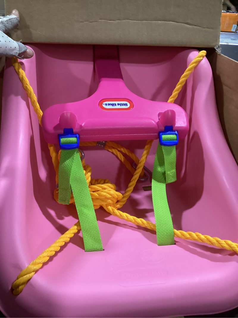 Condition photo showing Good Condition for little tikes snug 'n secure pink swing with adjustable straps, 2-in-1 for baby and toddlers ages 9 months - 4 years,16"d x 16.3"w x 17"h