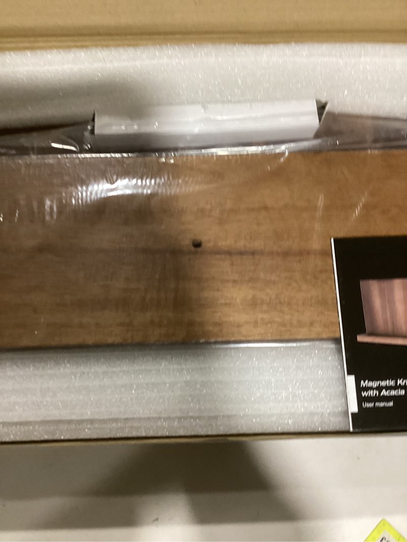 Condition photo showing New/Like New for ENOKING 15.2" Extra Large Magnetic Knife Block with Dual Sharpeners, Acacia Wood Knife Holder & Display Stand with Strong Magnets 15.2 x 9 Inches