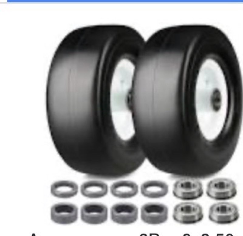 gicool 9x3.50-4 zero turn mower flat free tire and wheel assembly (2-pack), smooth tread front tires
