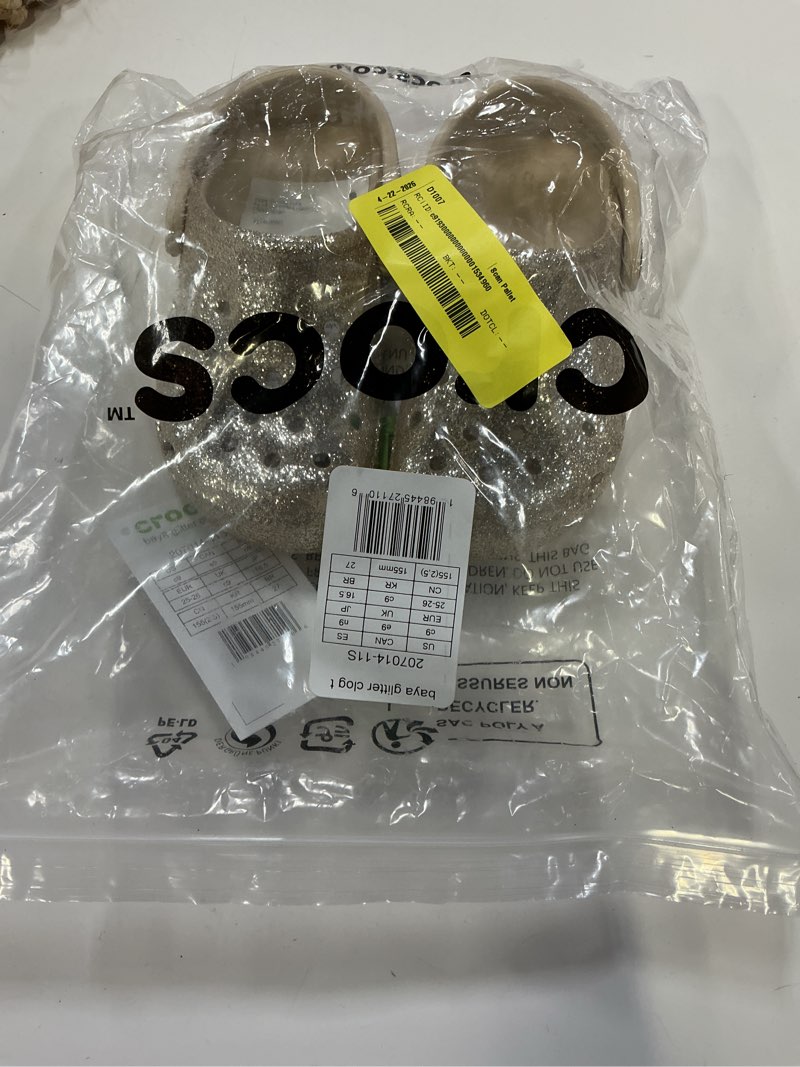 Condition photo showing New/Like New for (size 9)crocs unisex-child kids' baya glitter clogs
