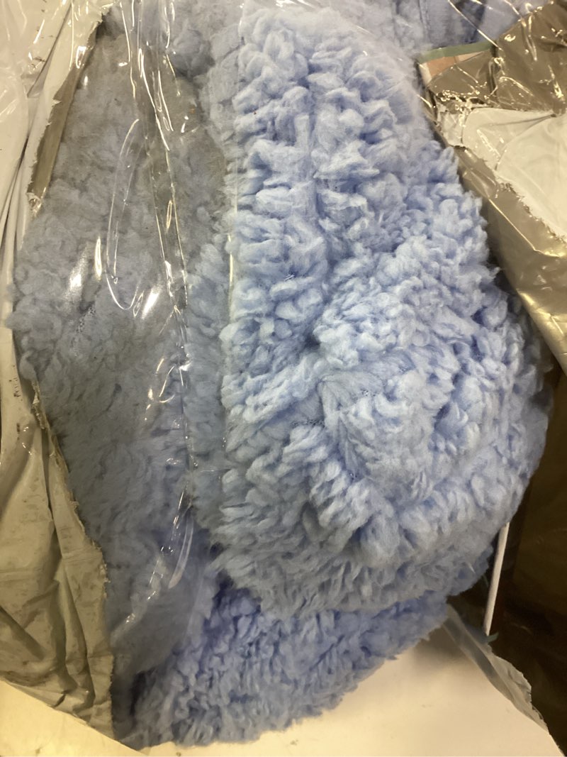 Condition photo showing Good Condition for sherpa fleece adult weighted blanket great for sleep, 15 lbs dual sided soft fuzzy heavy blankets for couch bed sofa, cozy warm fluffy arched jacquard throw for winter (blue, 60" x 80", 15 pounds) arched blue 60" x 80" 15lbs