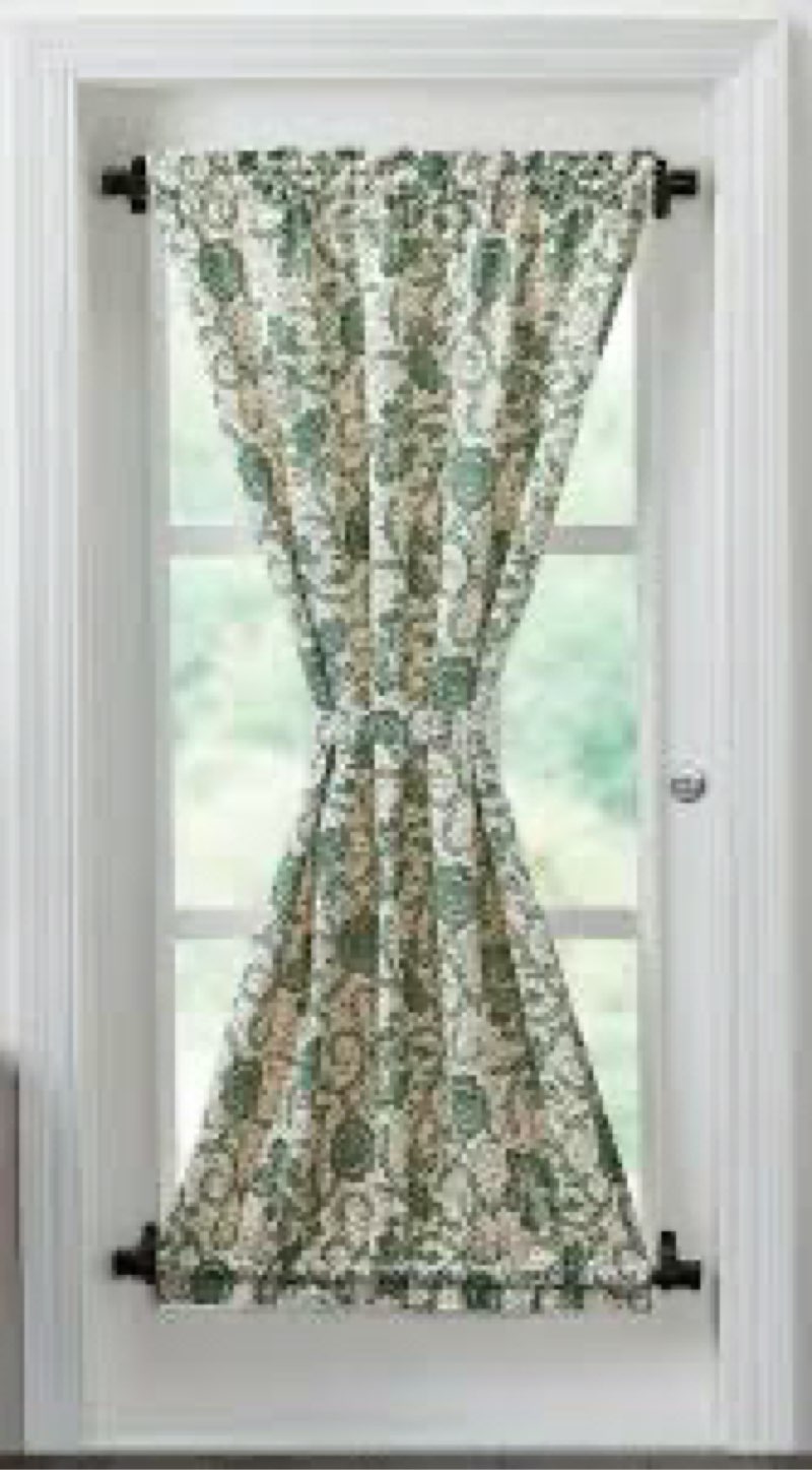 72"L Green Floral Door Curtain Country Farmhouse 
