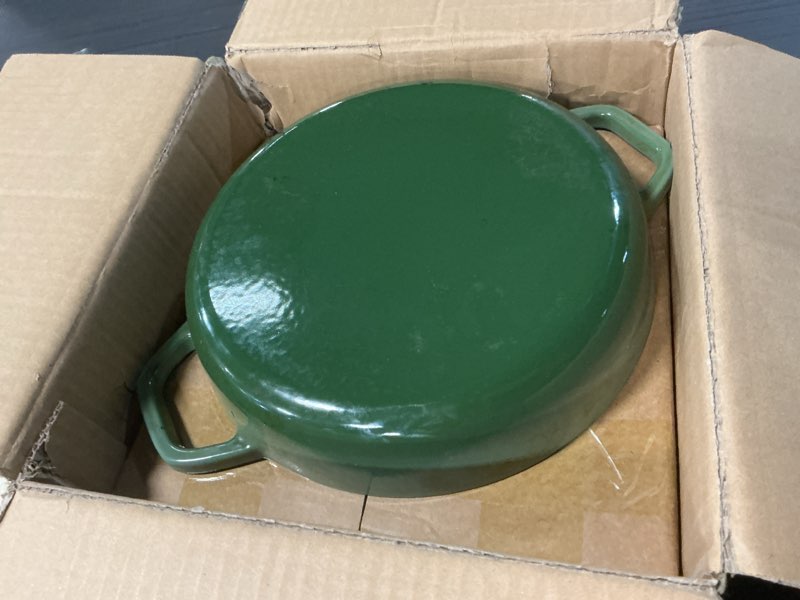 Condition photo showing item condition for Bread Oven Cast Iron Bread Dutch Oven with Cloche Lid for Bread Baking Green Enameled Cast Iron Bread Oven with Dome Lid for Sourdough, 9.8 Inches Green 9.8 Inches