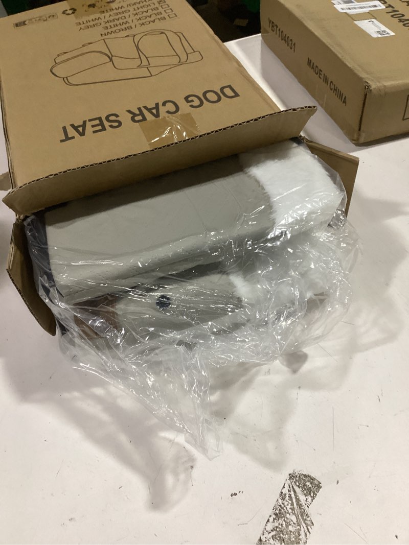 Condition photo showing New/Like New for Portable Small Dog Seat for Car, Luxury Center Console Dog Car Seat Booster with Safety Tethers, Anti-Collapse Pet Travel Carseat for SUV, Truck (Light Grey/White) Light Grey/White Small