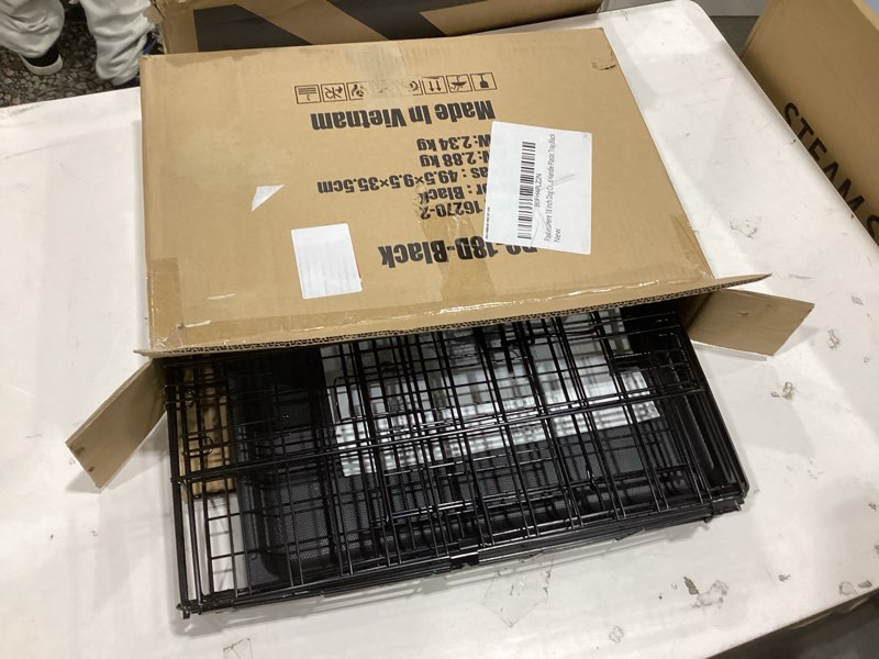 Condition photo showing Good Condition for PayLessHere 18 Inch Dog Crate Kennel for Small Dogs Metal Cage Single-Door Folding Travel Indoor Outdoor Puppy Playpen with Divider and Handle Plastic Tray,Black 18.0"L x 12.0"W x 14.0"H Black