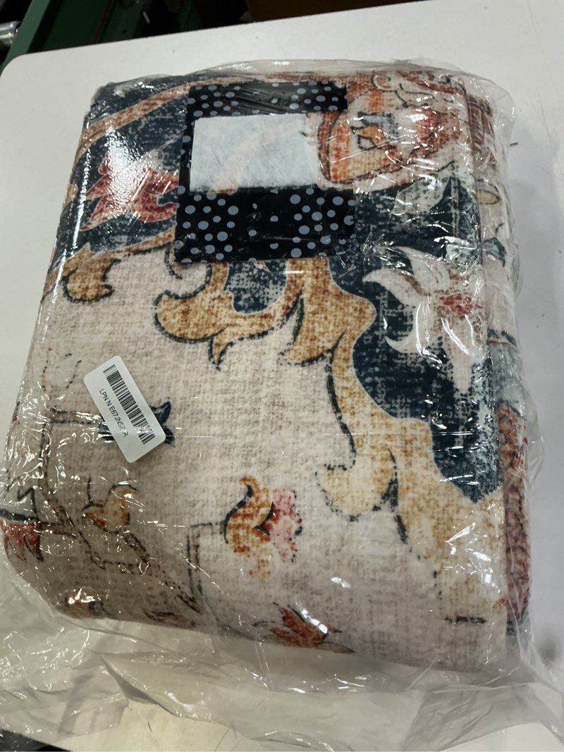 Condition photo showing Good Condition for releany area rugs 5'x7' washable vacuum-friendly, non-slip, floral vintage distress print pattern medallion carpet for living room bedroombeige navy blue orange colorful beige/blue/orange 5' x 7' (rectangular)