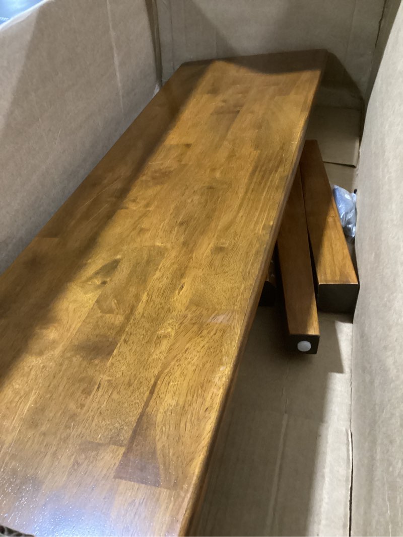 Condition photo showing As Is for Boraam Shaker Backless Wood Bench - Oak