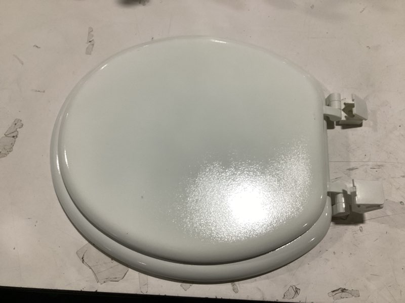 Condition photo showing As Is for project source wood white round toilet seat