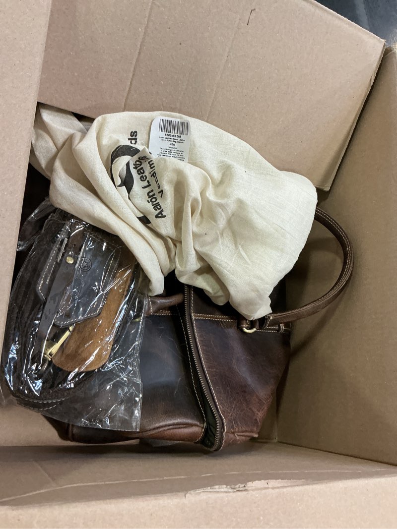 Condition photo showing Good Condition for Leather Duffel Bag for Men & Women Travel, Weekend, Overnight, Gym Bag Walnut