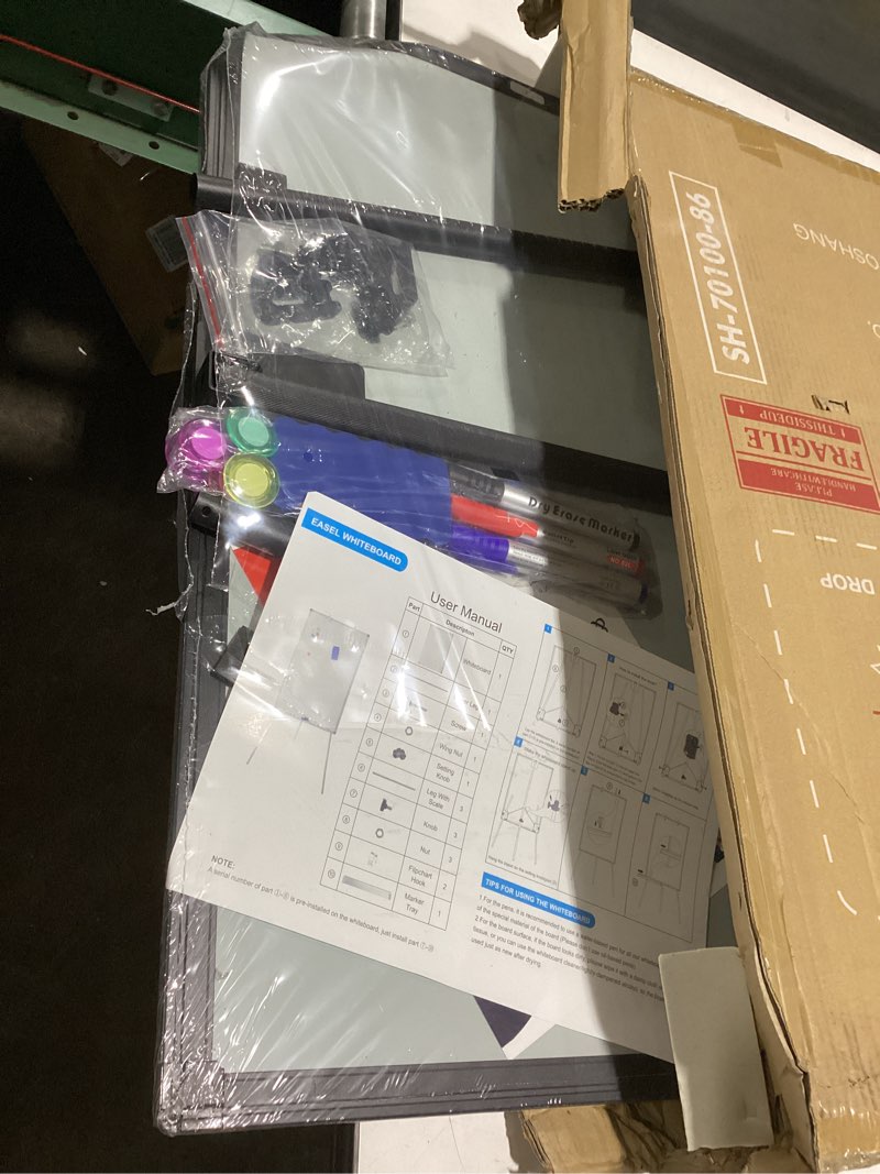 Condition photo showing Good Condition for Easel Whiteboard - Black Magnetic Portable Dry Erase 40 x 28 Tripod Height Adjustable, Flipchart Easel Stand White Board for Office 40x28 Black