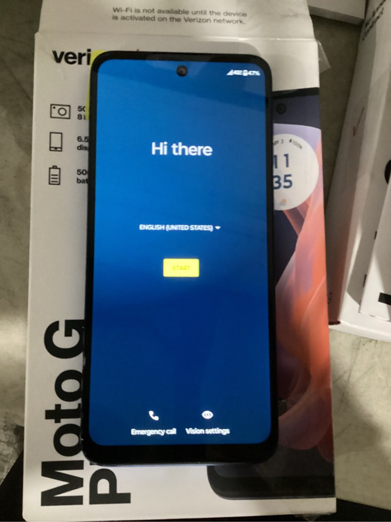 Condition photo showing New/Like New for working verified verizon prepaid motorola moto g play 2024, 4g, 64gb, blue -prepaid smartphone [locked to verizon prepaid]