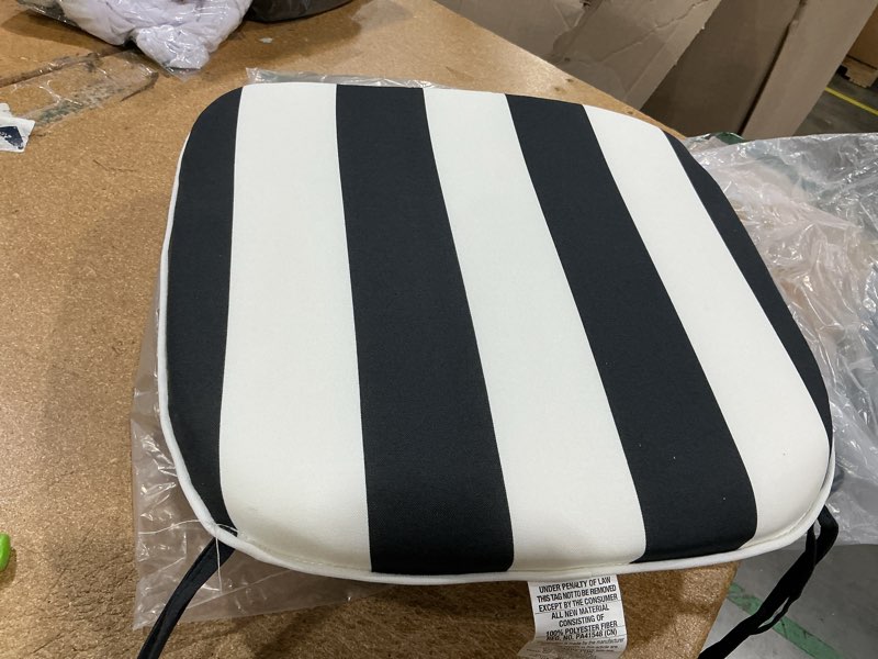 Condition photo showing Good Condition for dytxiii set of 2 outdoor chair cushions with ties,water repellent patio chair pads 17"x 16" for outdoor furniture,round corner seat cushions for garden yard kitchen cabana black pack of 2 cabana black