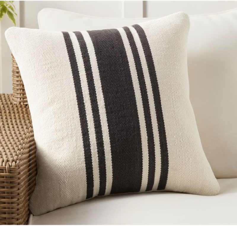 Modern Farmhouse Striped Outdoor Pillow 16” X 16” 