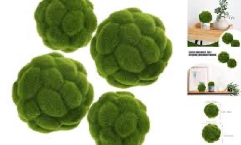 Cabilock 4pcs Imitation Rocks Decor Simulated Green Balls Decorative Garden Topiary Tree Covered Top