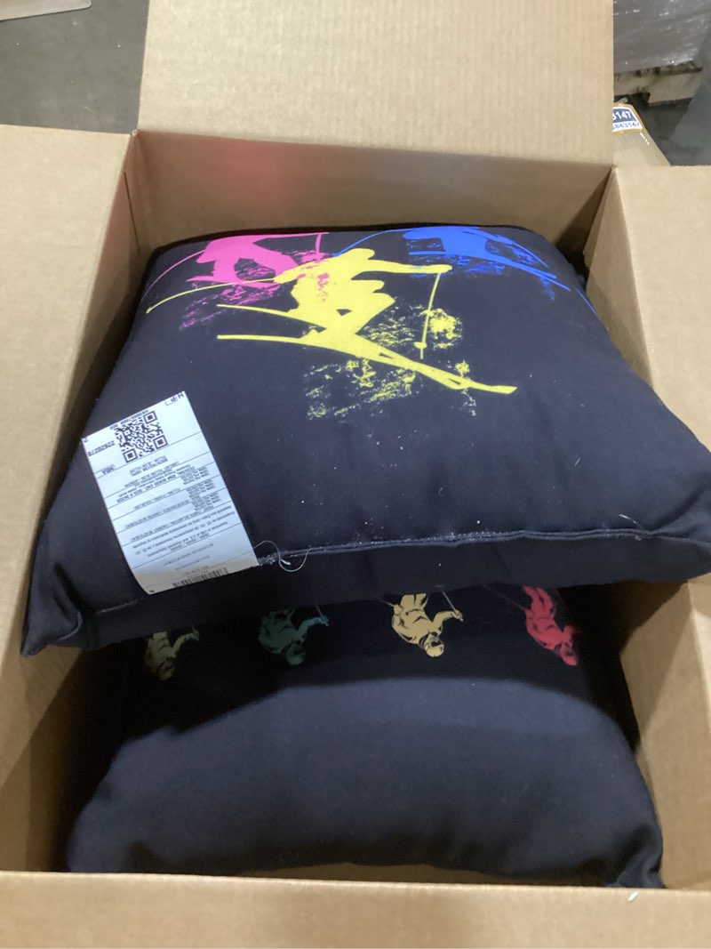Condition photo showing Good Condition for Downhill Skiing Throw Pillow Covers 16x16 Inch - Soft Decorative Pillowcases for Couch, Bed & Sofa - Indoor Living Room Home Decor White 16"x16"
