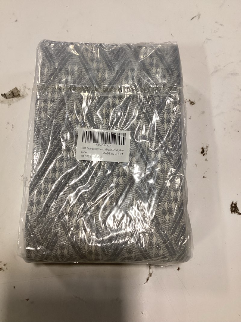 LUMI 2.9x5 Door Mat Indoor Entrance with Non Slip Rubber Backing, Grey Front Thin Mats Low Profile, 