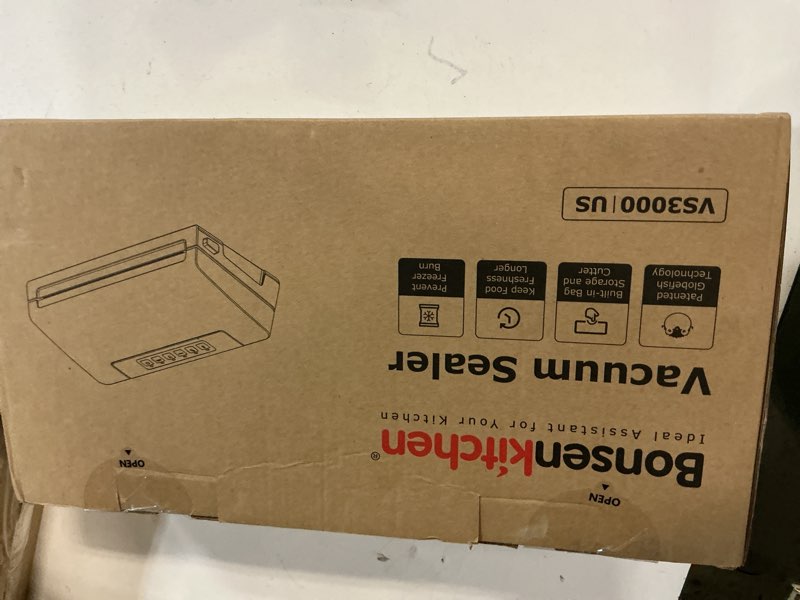 Condition photo showing New/Like New for Bonsenkitchen Vacuum Sealer Machine, Built-in Cutter | Bag Storage, Multifunctional Food Sealer for Sous Vide & Meal Prep, 1 Roll Bag & 10 Pre-Cut Bags, Silver Silver Machine + 1 Rolls Bag