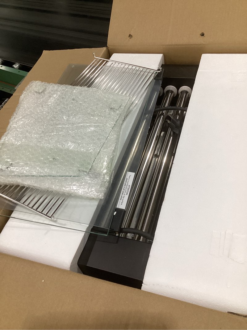 Condition photo showing As Is for (similar to stock photos, incomplete parts, broken glass) electric 18 hot dog 7 roller grill cooker machine 900-watt - commercial grade 7 rollers