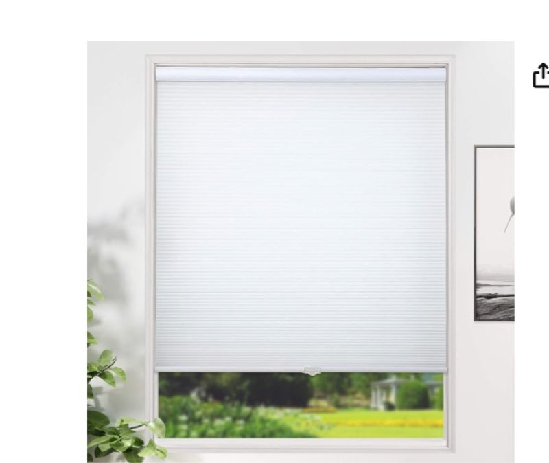 cordless cellular light filtering honeycomb blinds for bedroom windows, window and door blinds for home and office, white